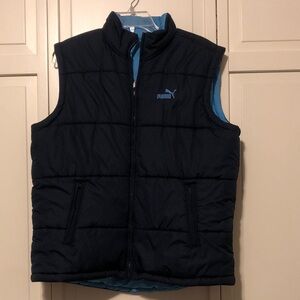 Puma Men's Dark Blue/light blue reversible Puffer Vest - wear 2 ways